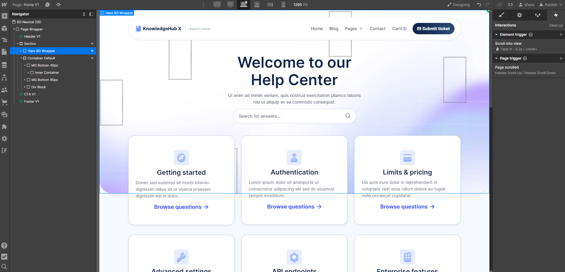 Animations - KnowledgeHub X Webflow Template