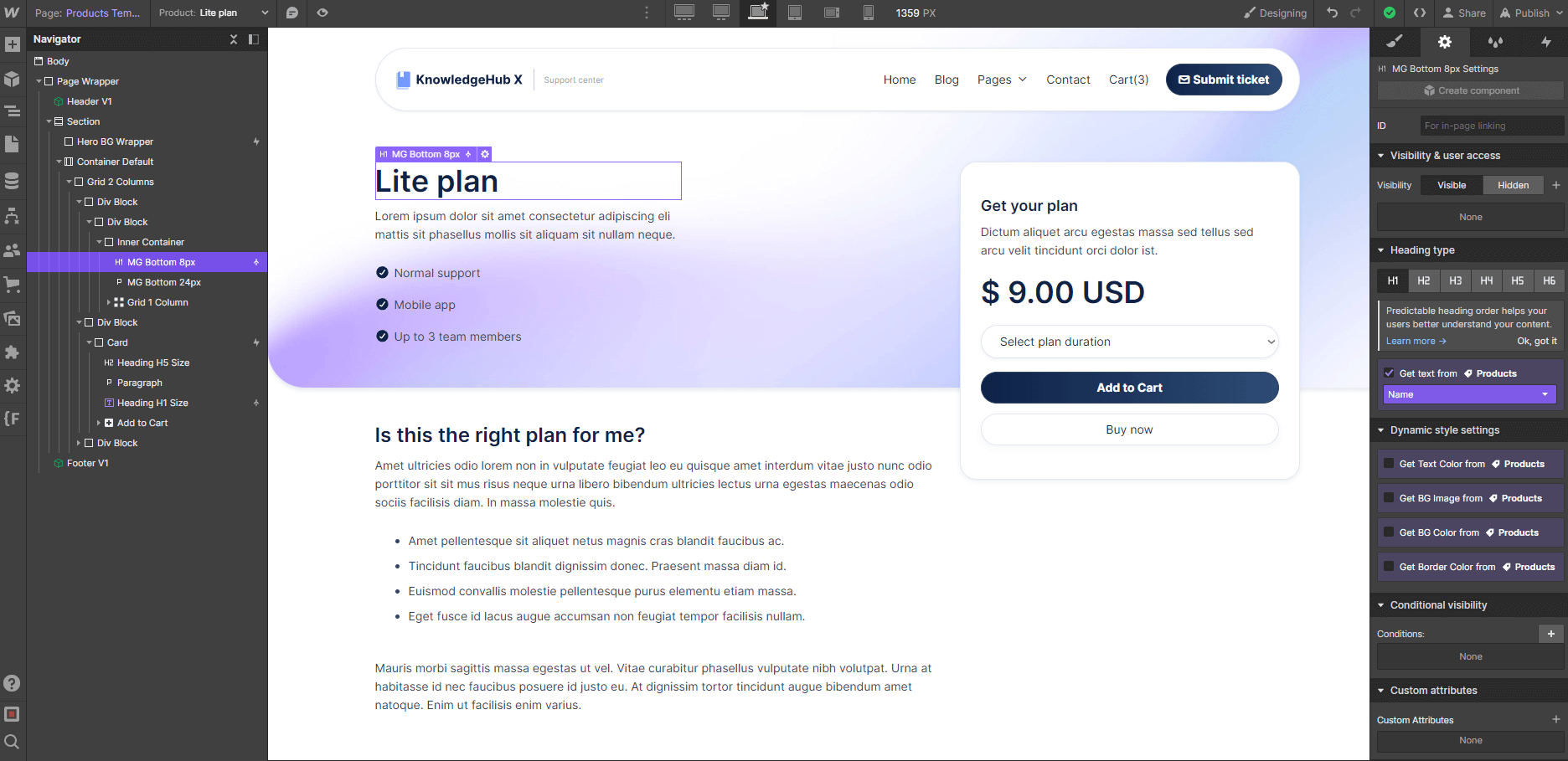 Ecommerce Page - KnowledgeHub X Webflow Template